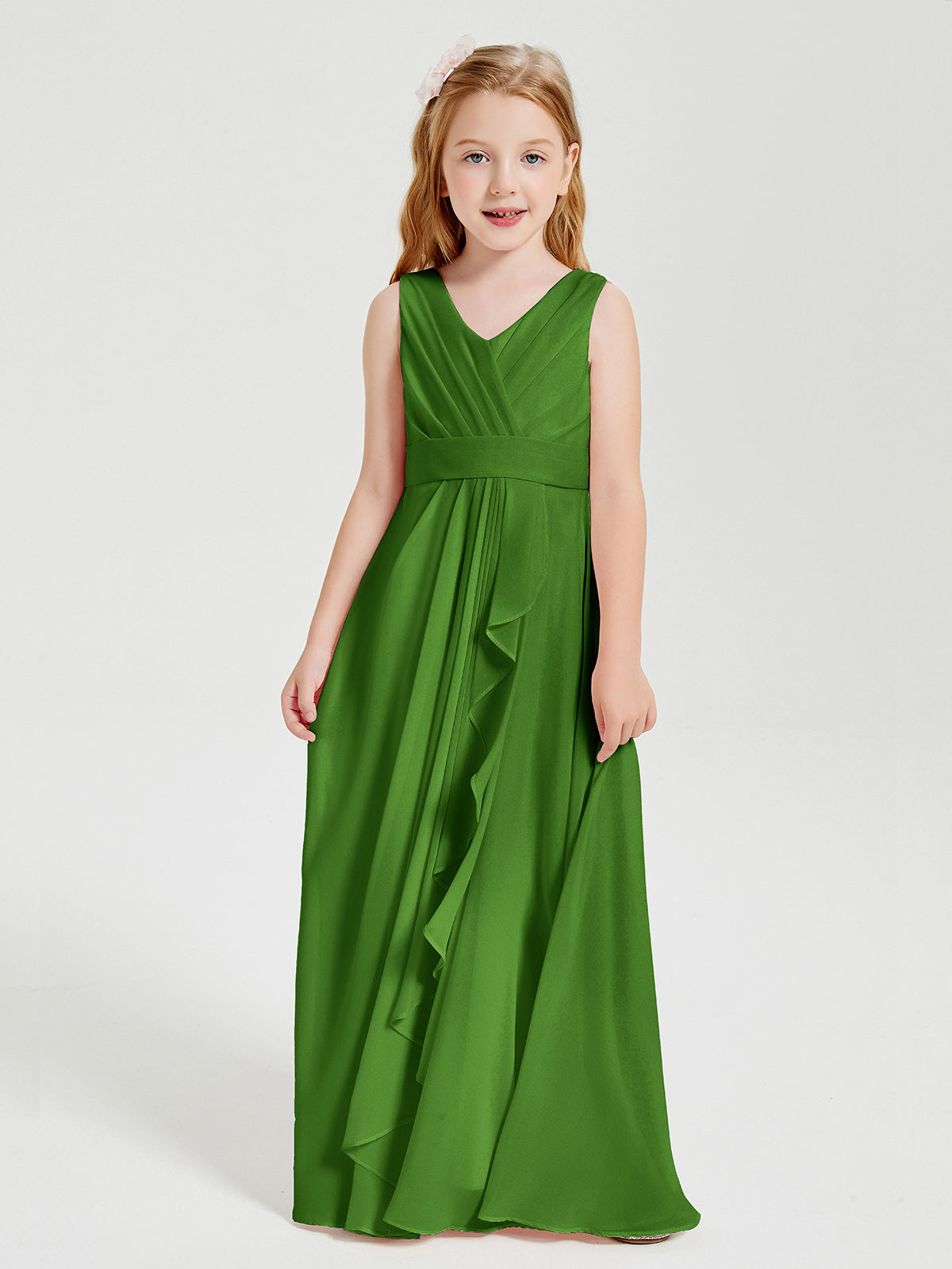 Boho Long Chiffon Bridesmaid Gown Moss